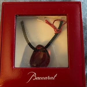 BACCARAT Stunning Bright Red Crystal GALET Pendant Necklace